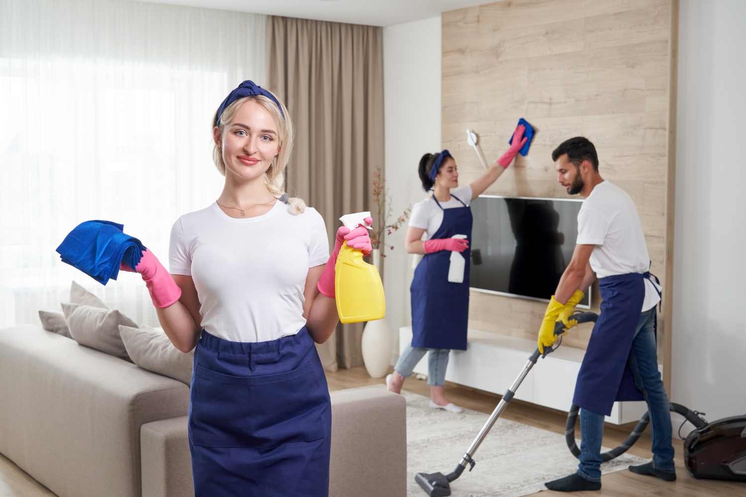 Bright and tidy family room featuring local house cleaners in Novi MI